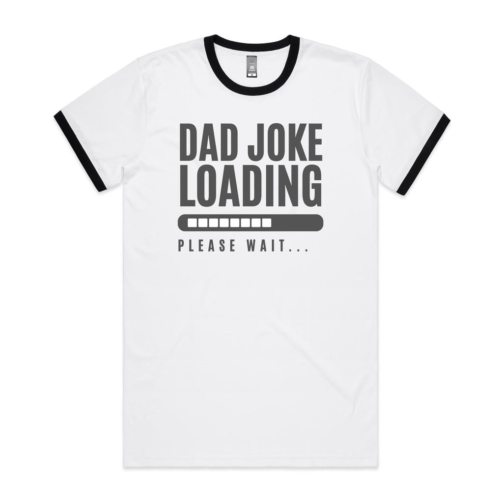Dad Joke Loading - Staple Ringer Tee White Black Ringer T-Shirt Dad Printed In Australia