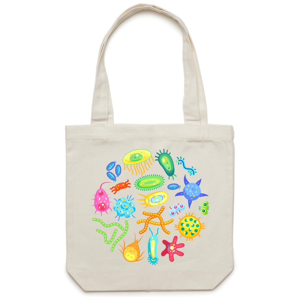 Under The Microscope - Canvas Tote Bag Cream One Size Tote Bag Printed In Australia