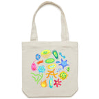 Under The Microscope - Canvas Tote Bag Cream One Size Tote Bag Printed In Australia