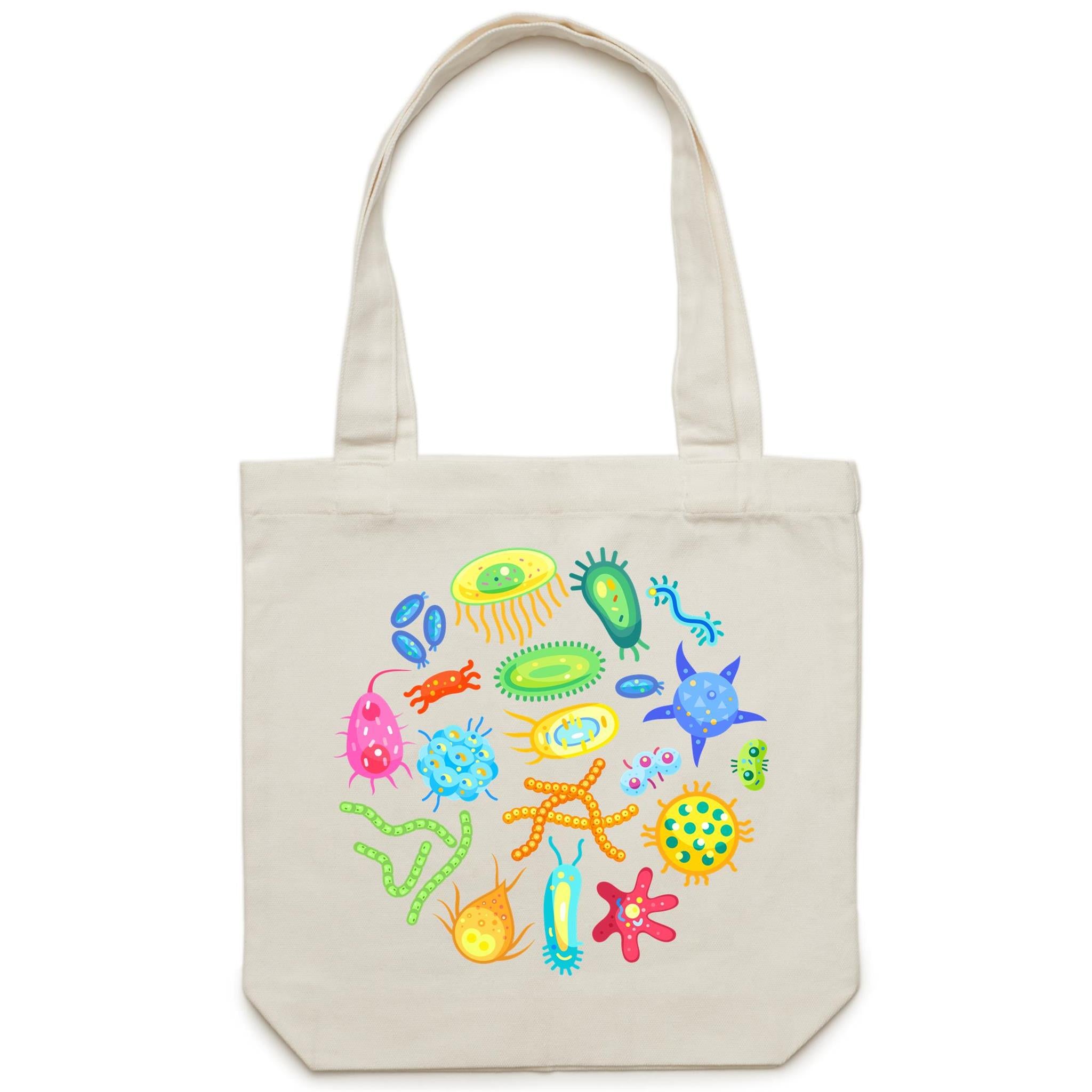 Under The Microscope - Canvas Tote Bag Cream One Size Tote Bag Printed In Australia