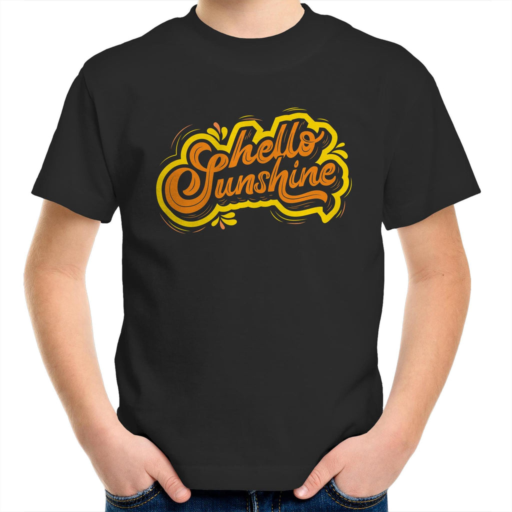 Hello Sunshine - Kids Youth T-Shirt Black Kids Youth T-shirt Printed In Australia Summer