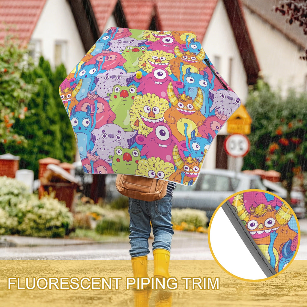 Cute Cartoon Monsters Kids Safe Round Corner Umbrella Kids Safe Round Corner Umbrella Printed Offshore Sci Fi