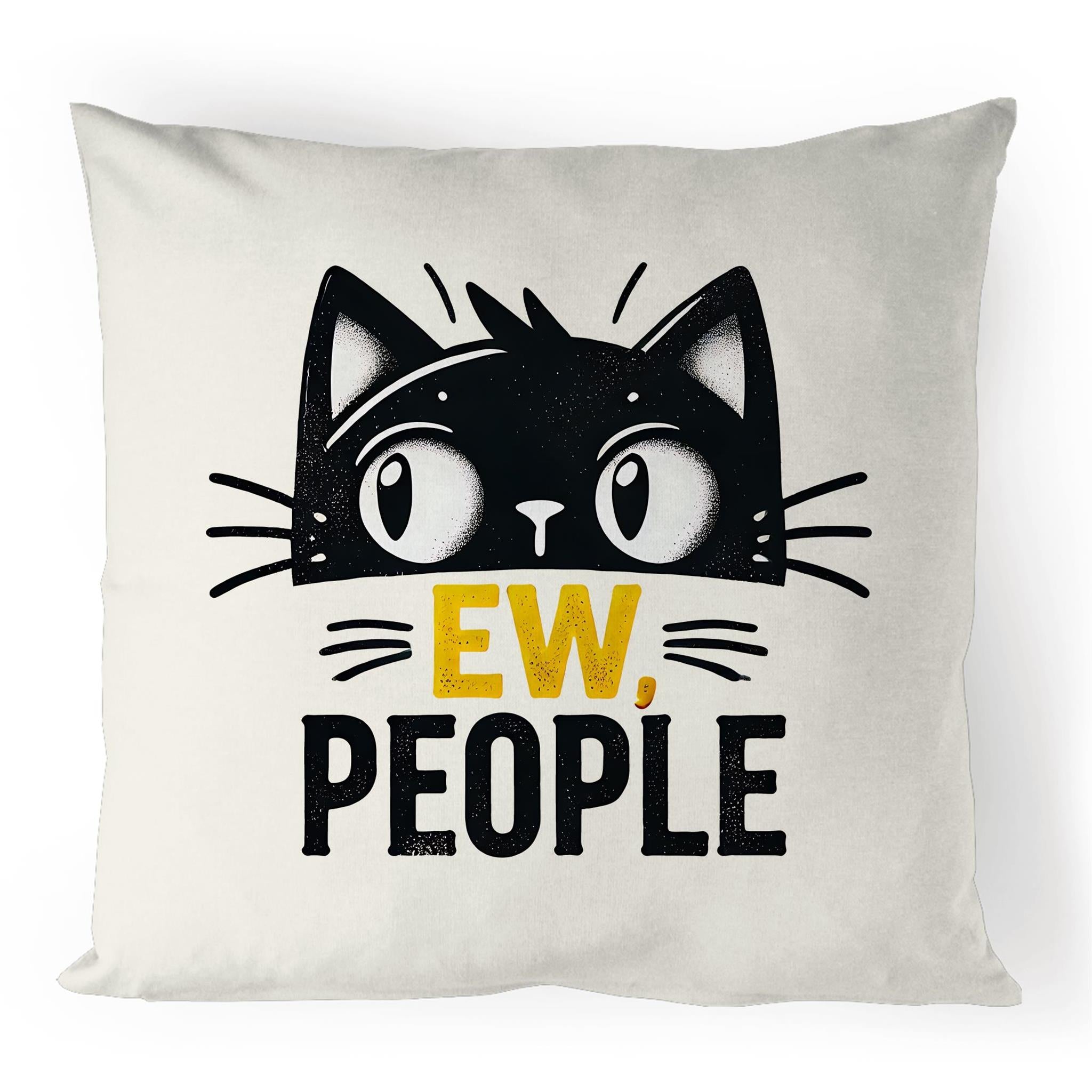 Ew People, Black Cat - 100% Linen Cushion Cover Default Title Linen Cushion Covers animal Printed In Australia