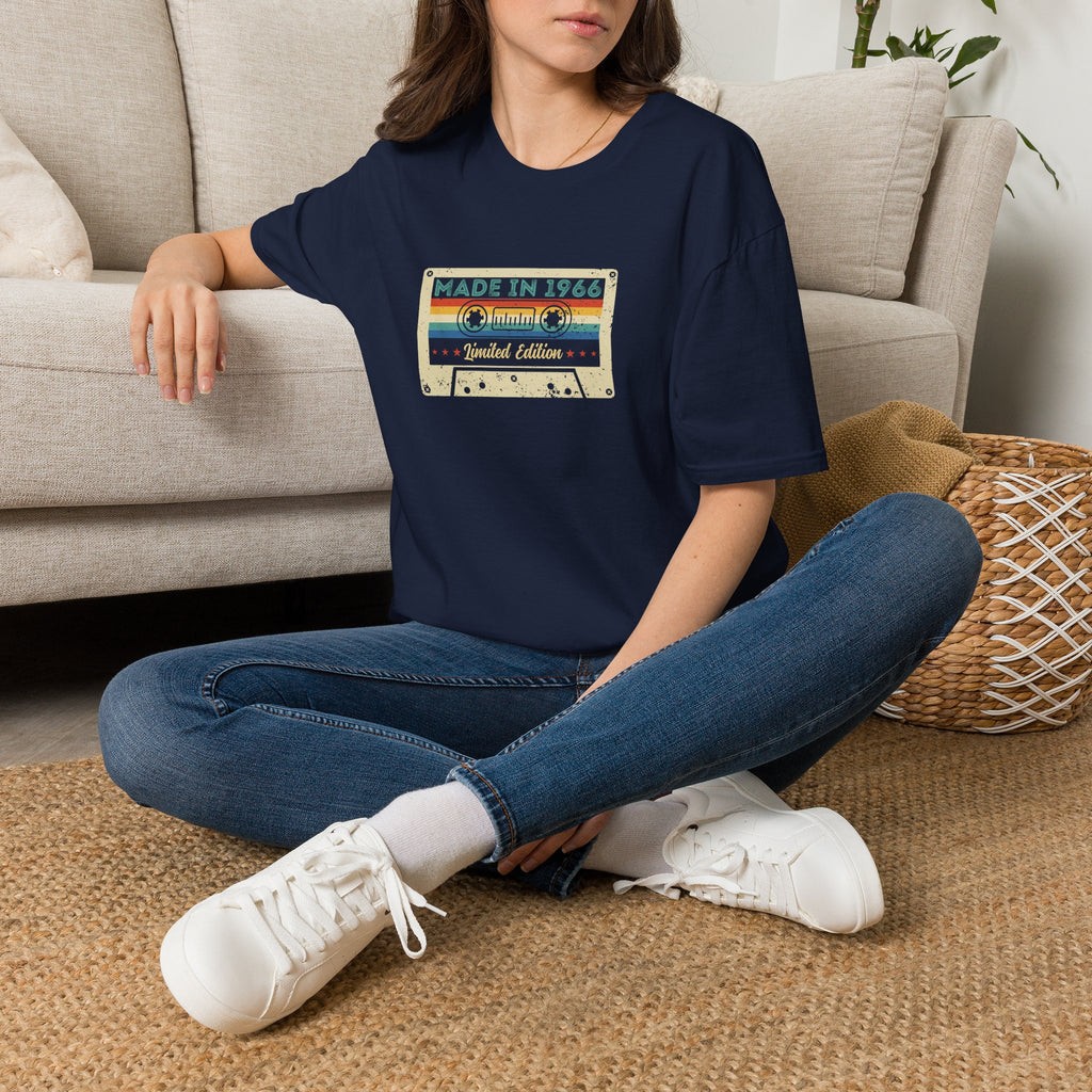 60th Birthday Made in 1966 Cassette Tape Unisex T-Shirt Unisex Adult T-shirt Birthday Globally Fulfilled