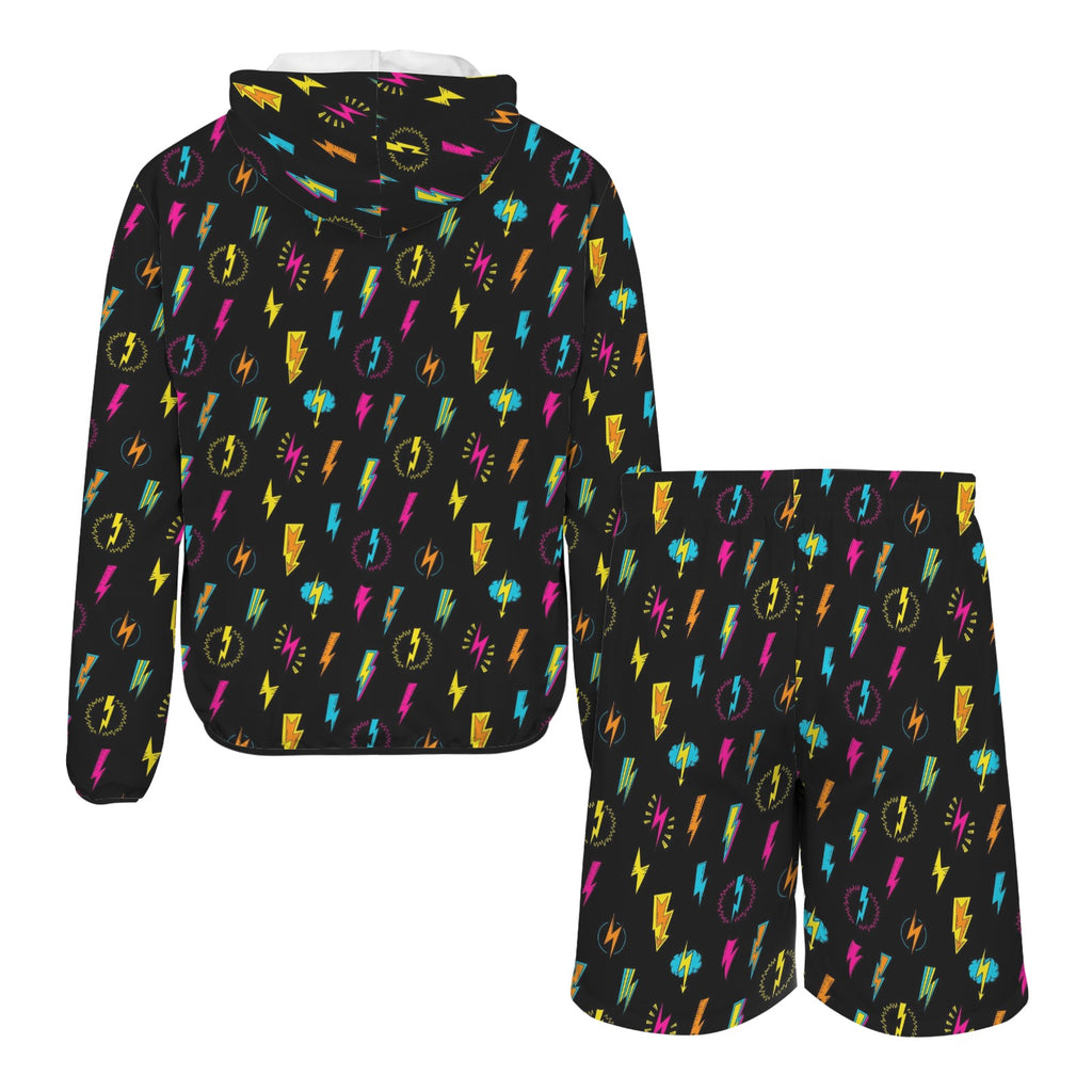 Fun Lightning Men's Lightweight Sun Hoodie & Shorts Set Men's Lightweight Sun Hoodie & Shorts comic Printed Offshore