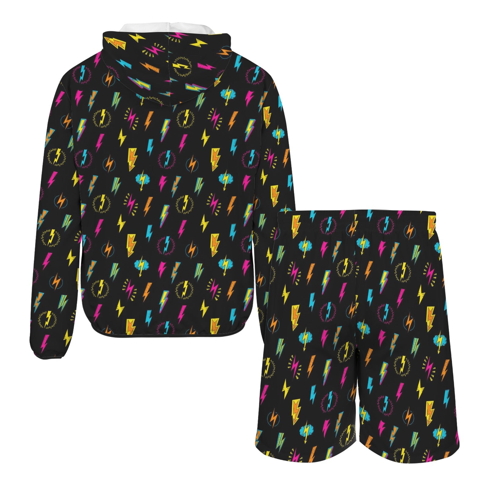 Fun Lightning Men's Lightweight Sun Hoodie & Shorts Set Men's Lightweight Sun Hoodie & Shorts comic Printed Offshore