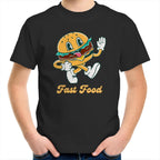Fast Food, Hamburger - Kids Youth T-Shirt Black Kids Youth T-shirt Food Printed In Australia Retro