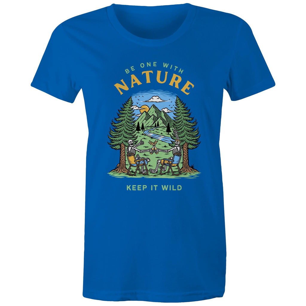 Be One With Nature, Skeletons - Womens T-shirt Bright Royal Womens T-shirt Environment Printed In Australia