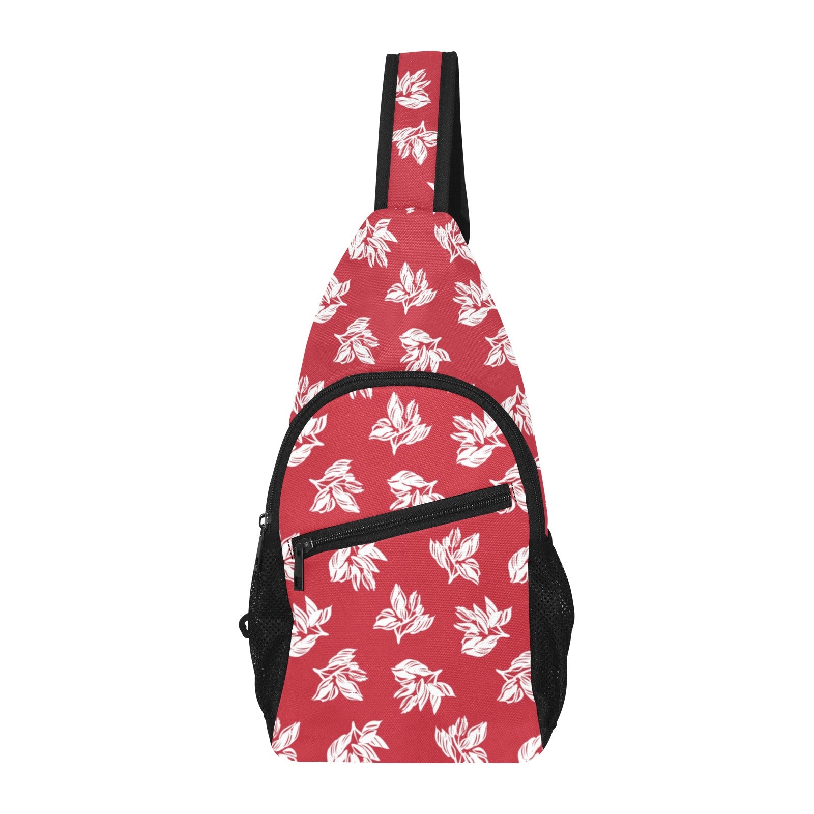 Red Retro Foliage, Hawaiian Flower - Chest Bag