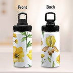 Yellow Flowers Kids Water Bottle with Chug Lid (12 oz) Kids Water Bottle with Chug Lid Plants Printed Offshore