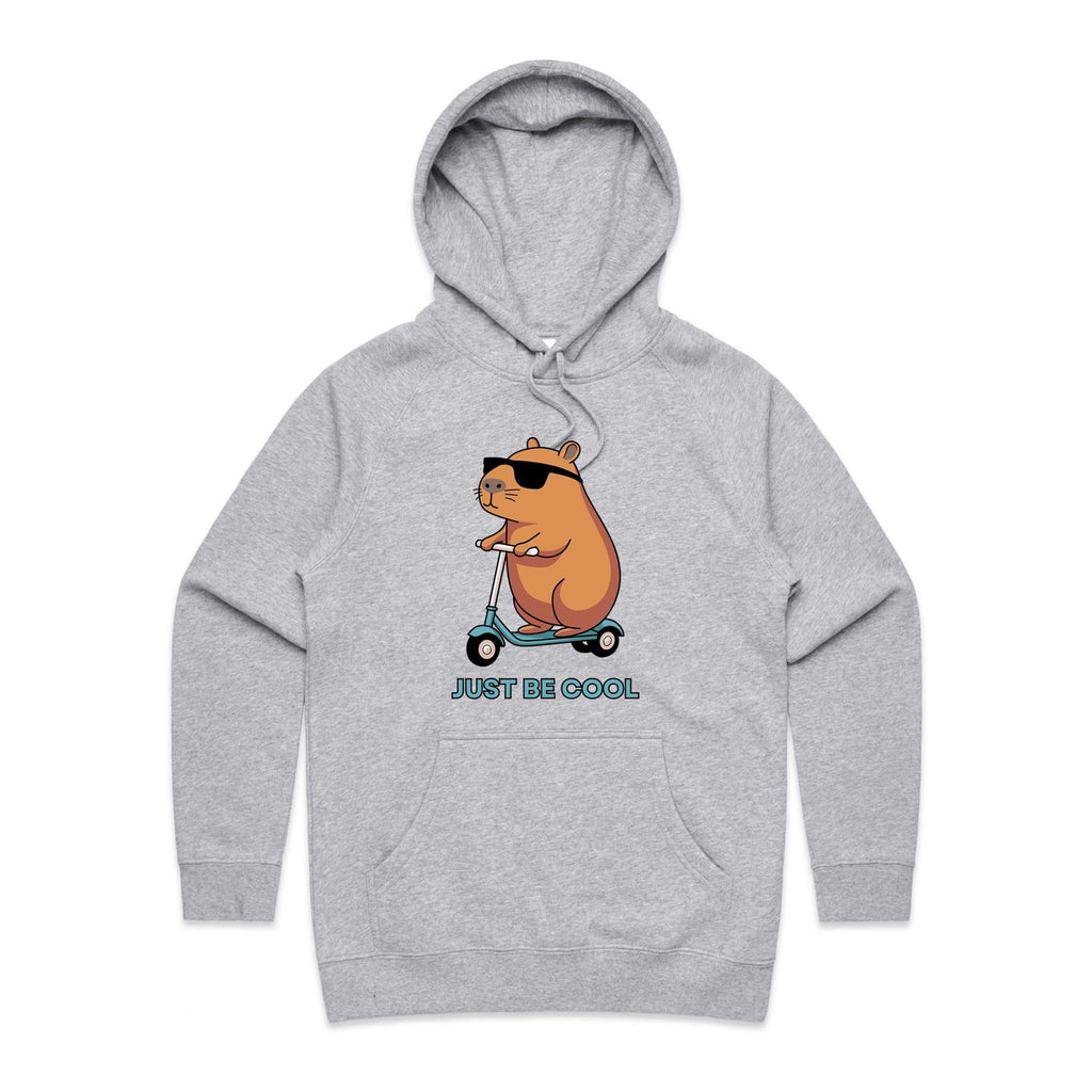 Just Be Cool, Capybara - Womens Hoodie Grey Marle Womens Hoodie animal Printed In Australia