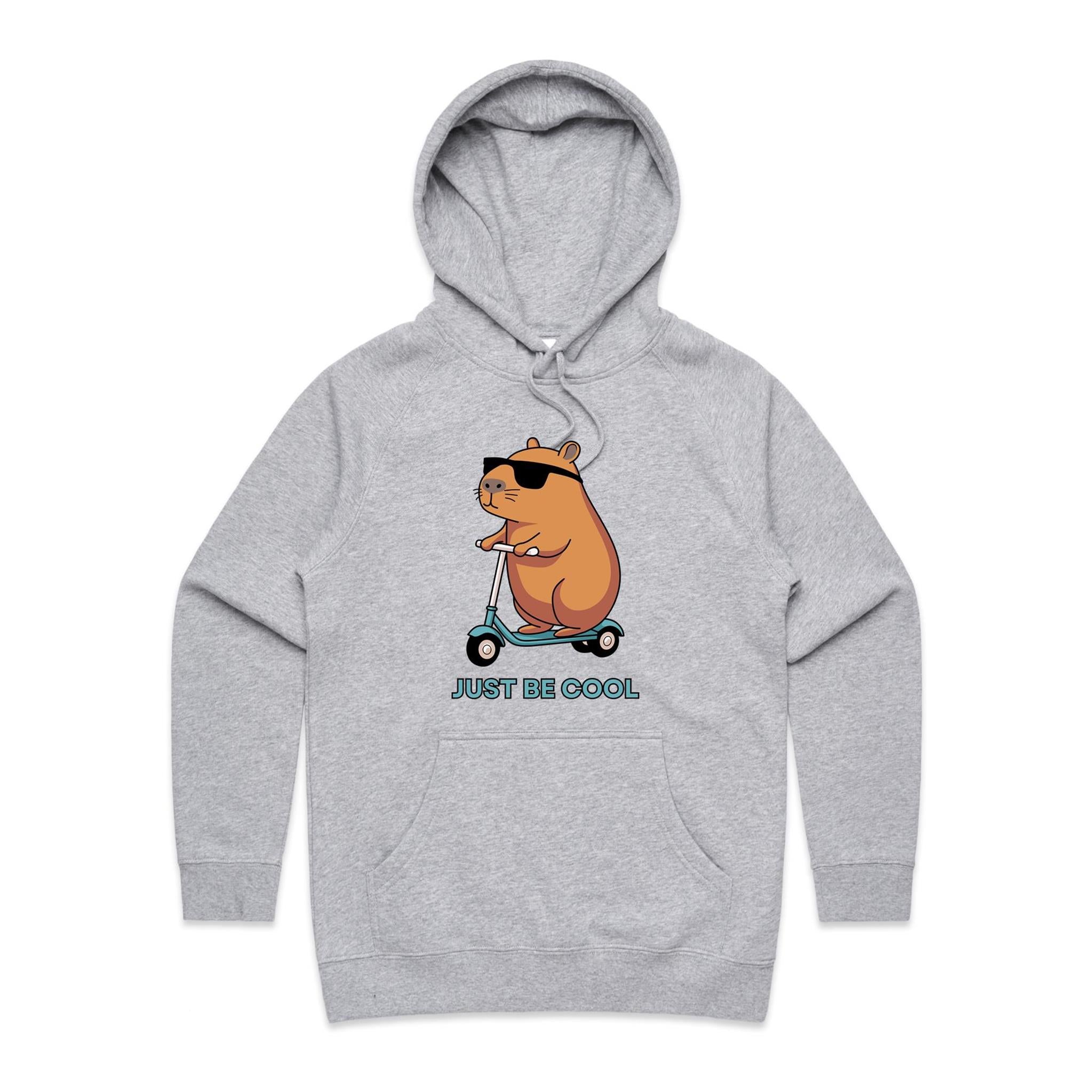 Just Be Cool, Capybara - Womens Hoodie Grey Marle Womens Hoodie animal Printed In Australia