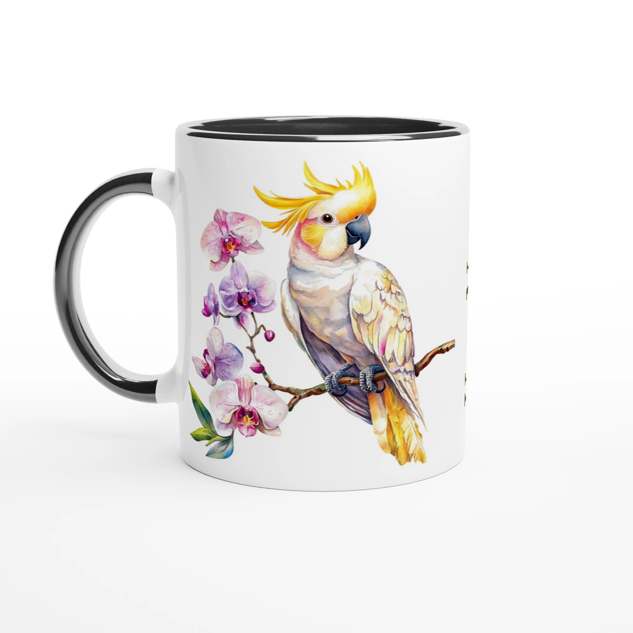 Personalise - Cockatoo, Australian Birds - White 11oz Ceramic Mug with Colour Inside Ceramic Black Personalised 11oz Mug animal Globally Fulfilled