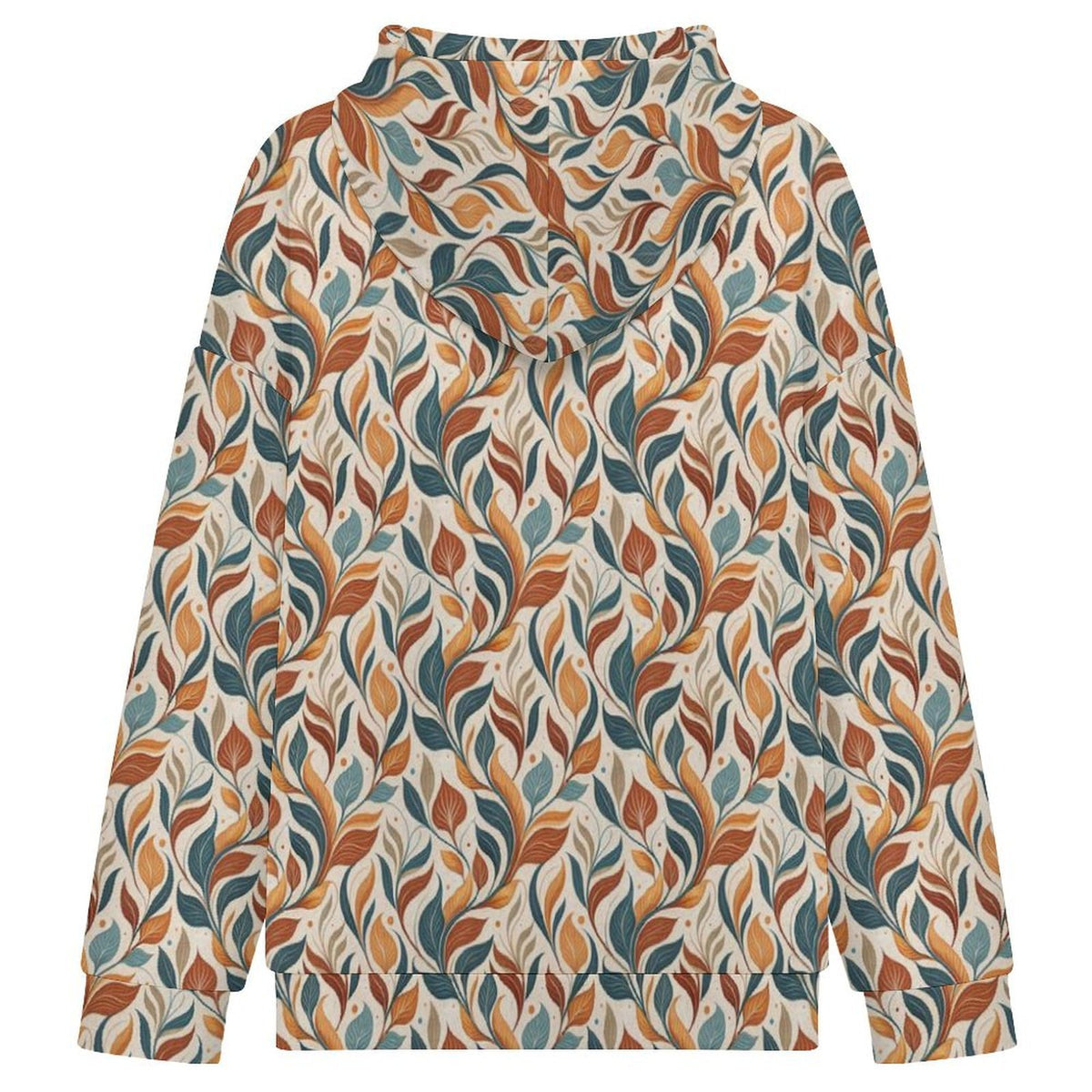 Whimsical Leaf Swirl Women's Full-Zip Hoodie