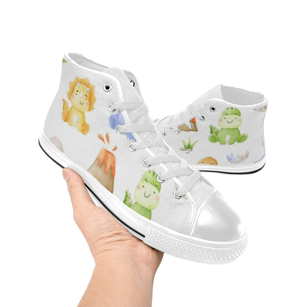 Hatching Dinosaurs - Kids High Top Canvas Shoes