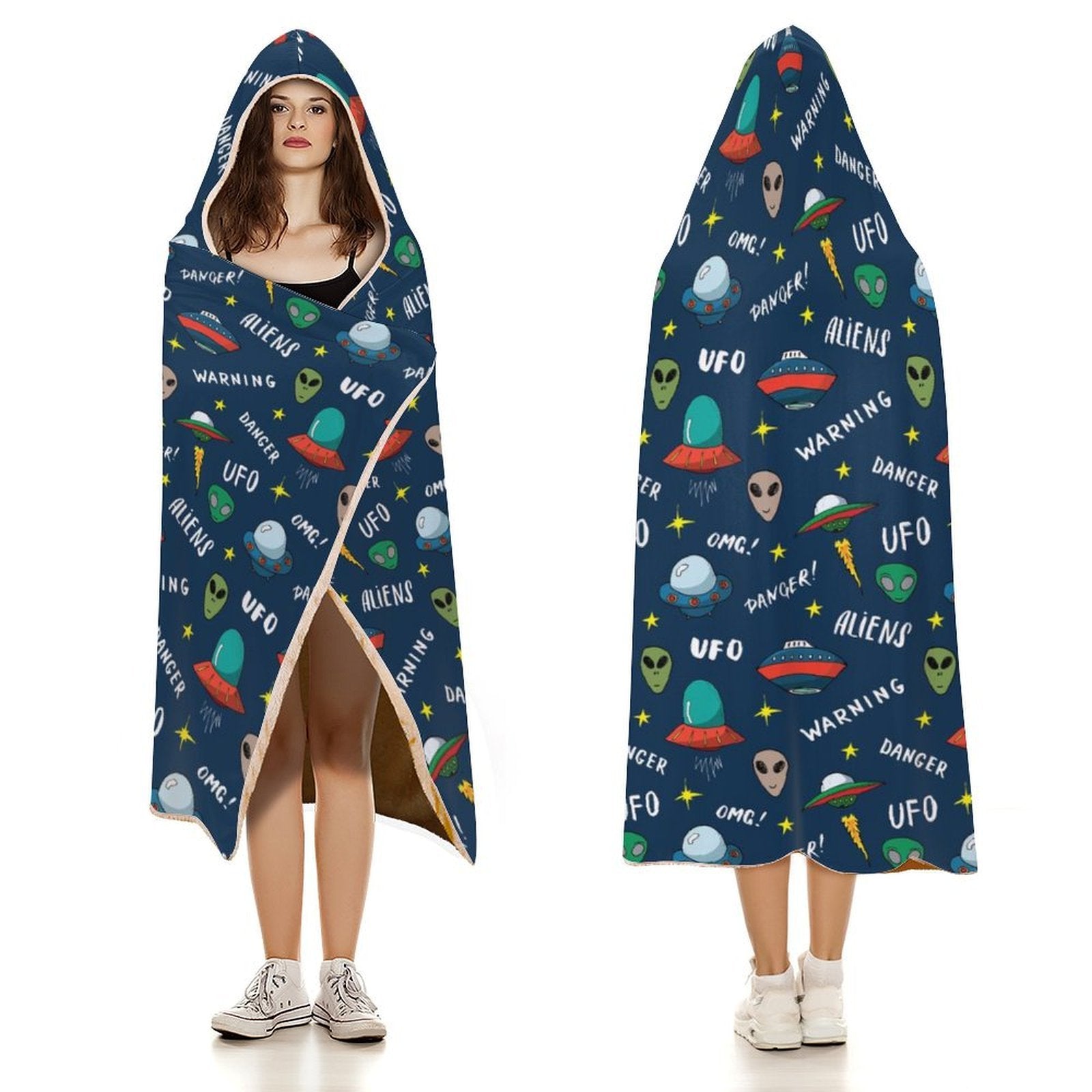 UFO's And Aliens Kids Hooded Blanket 100cm x 130cm Kids Hooded Blanket Printed Offshore Sci Fi