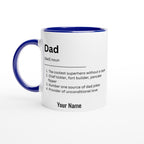 Personalised - Dad Definition - White 11oz Ceramic Mug with Color Inside Ceramic Blue Personalised 11oz Mug Customise Dad Globally Fulfilled Name Personalise