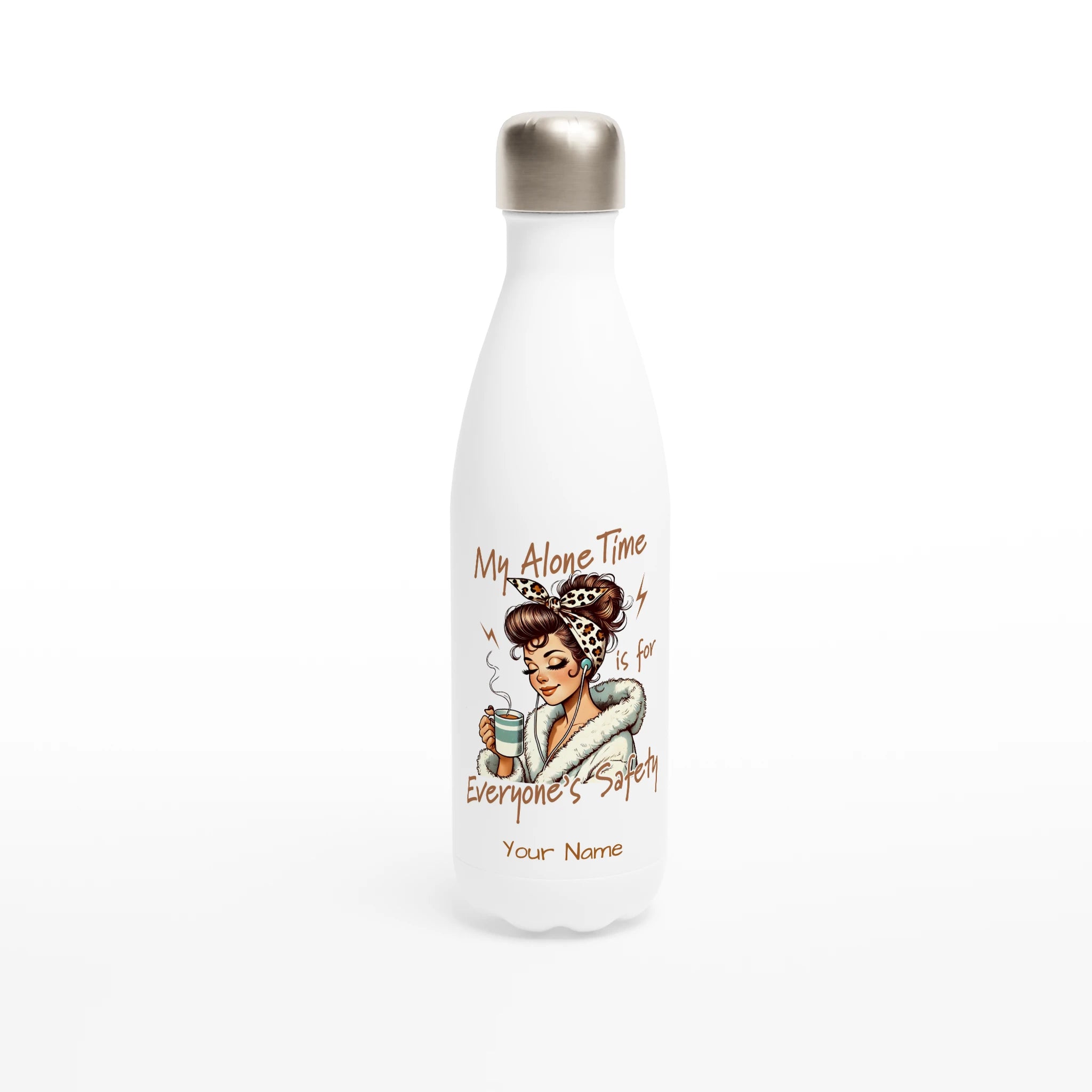 Personalised - My Alone Time Is For Everyone's Safety - White 17oz Stainless Steel Water Bottle Default Title Personalised Water Bottle Globally Fulfilled