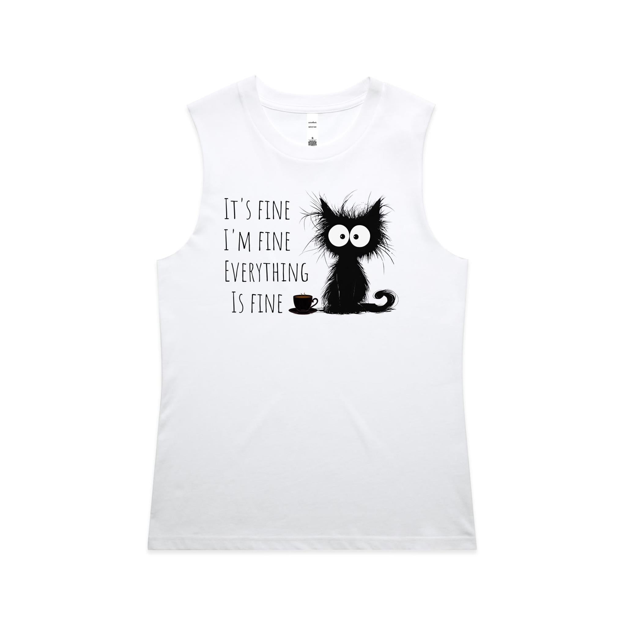 It's Fine, I'm Fine, Everything Is Fine, Frazzled Cat - AS Colour Women's Maple Tank
