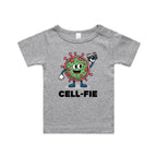 Cell-fie Cell Selfie AS Colour Baby T-shirt Grey Marle Baby T-shirt Printed In Australia Science