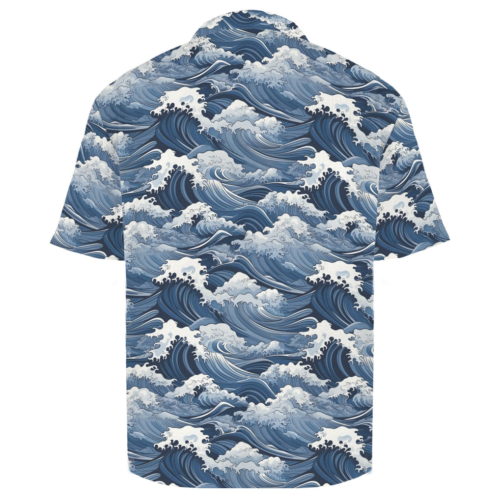 Japanese Waves Men's Crinkle Hawaiian Shirt