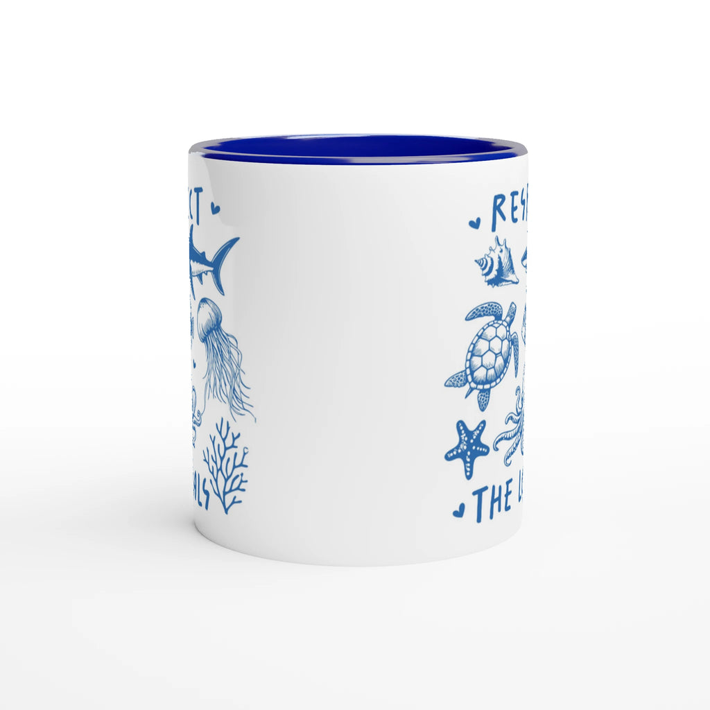 Respect The Locals, Sea Life - White 11oz Ceramic Mug with Colour Inside Colour 11oz Mug animal Globally Fulfilled Ocean