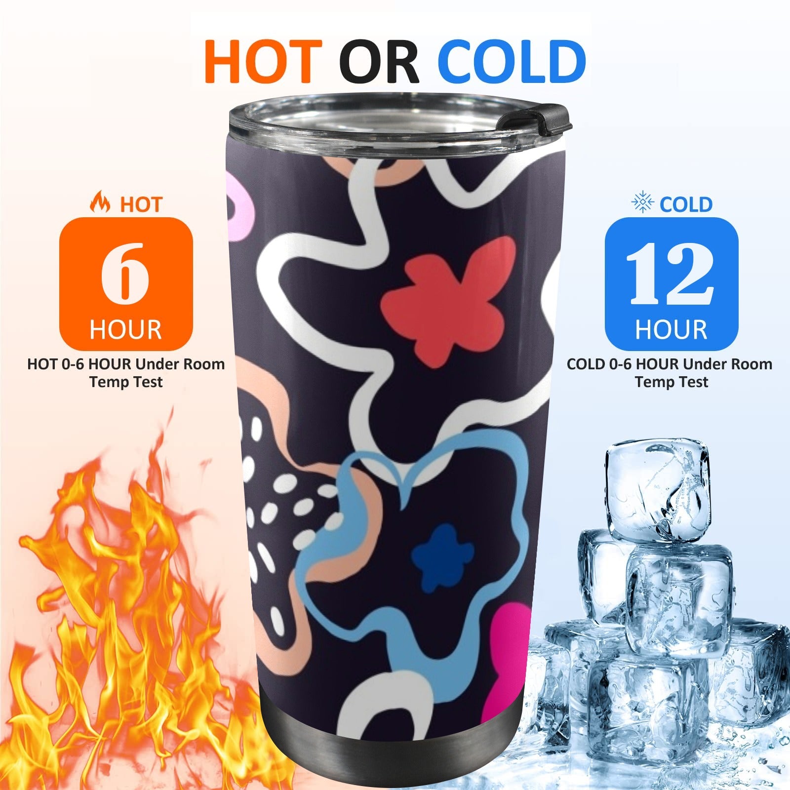 Floral In The Abstract - 20oz Mobile Tumbler with Lid (Black Lock)