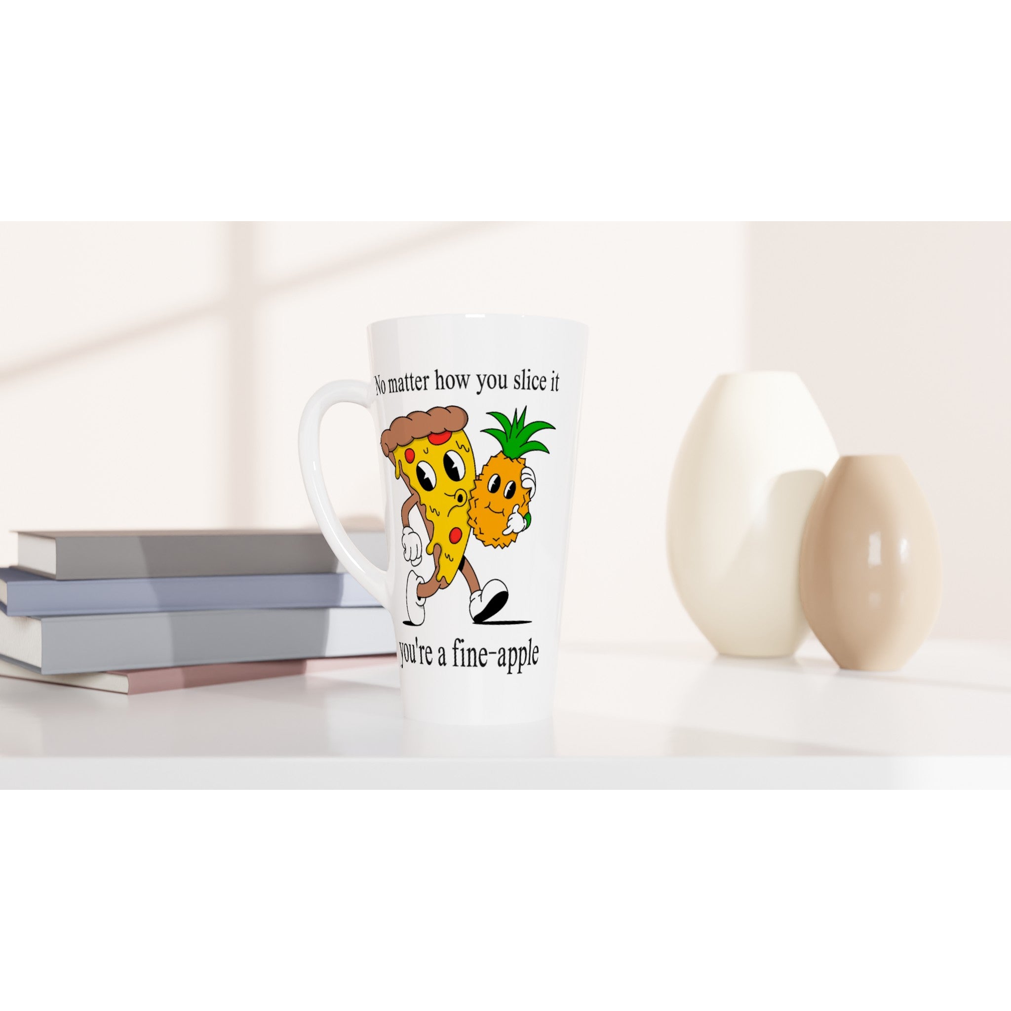 Pineapple Pizza, Fine-apple - White Latte 17oz Ceramic Mug Latte Mug food Globally Fulfilled