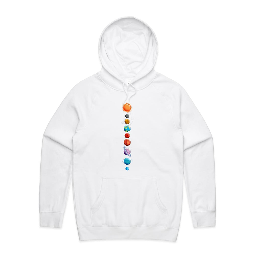 Our Solar System - Mens Hoodie White Mens Hoodie Printed In Australia Space