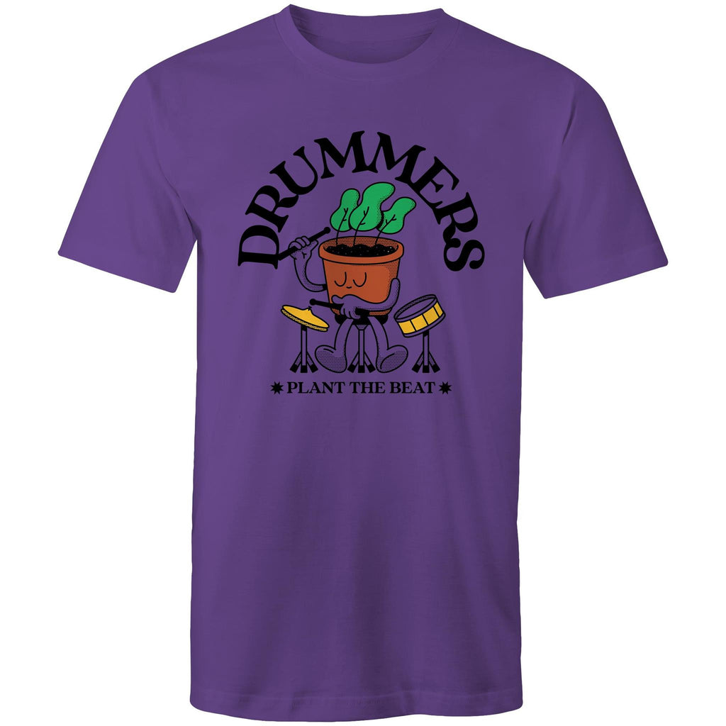 Drummers Plant The Beat - Mens T-Shirt Purple Mens T-shirt Music Printed In Australia