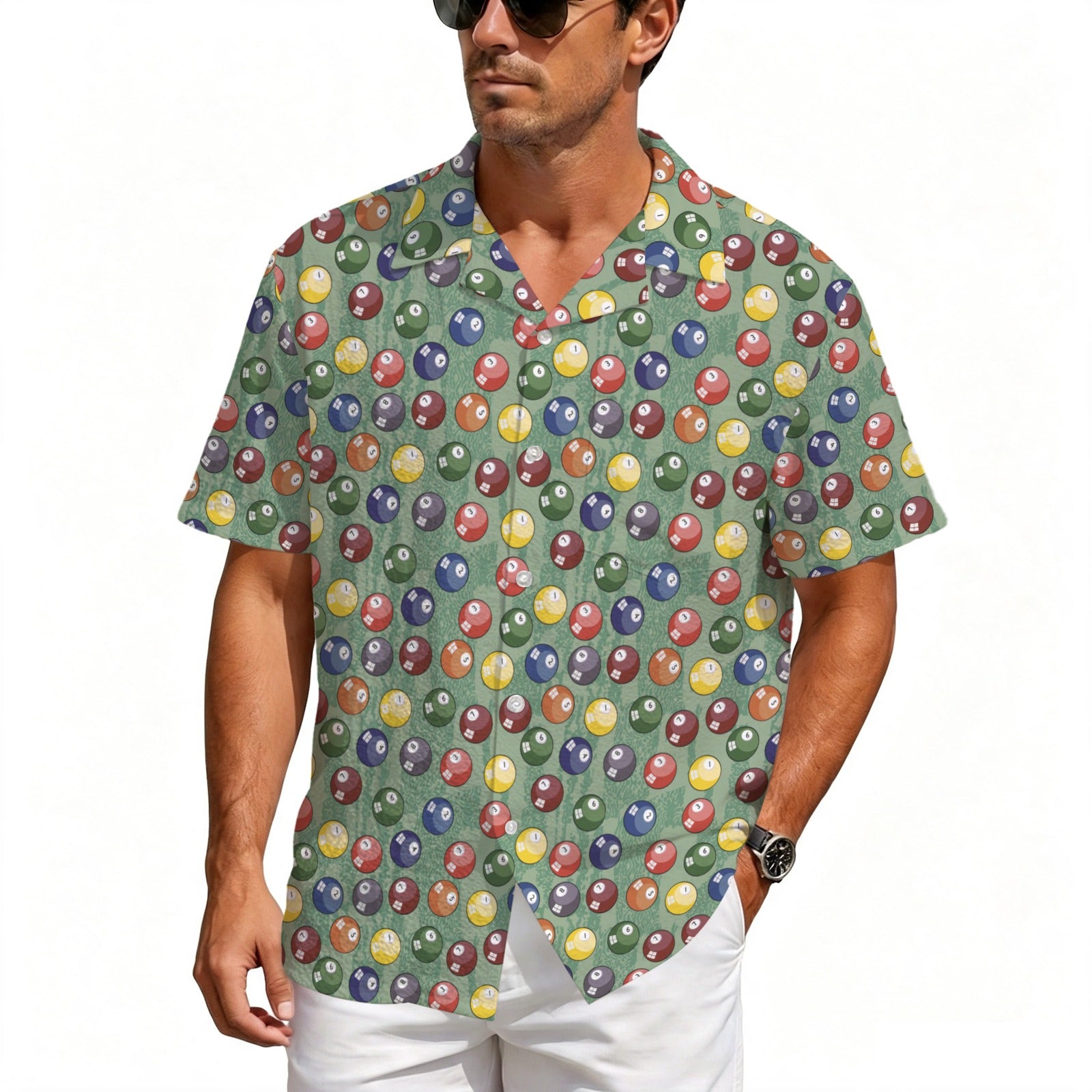 Pool Balls Men's Crinkle Hawaiian Shirt