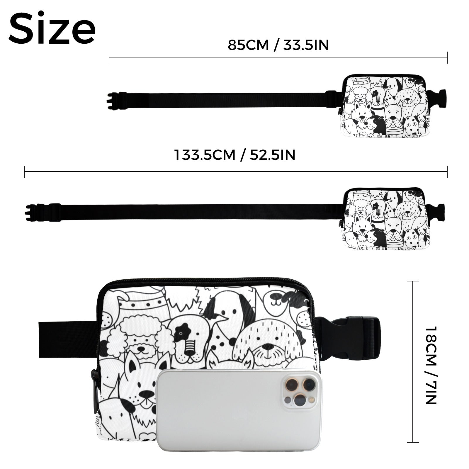 Black And White Dogs - Belt Bag