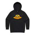 Alien Pizza Women's AS Colour Hoodie Black Womens Hoodie Food Printed In Australia Sci Fi