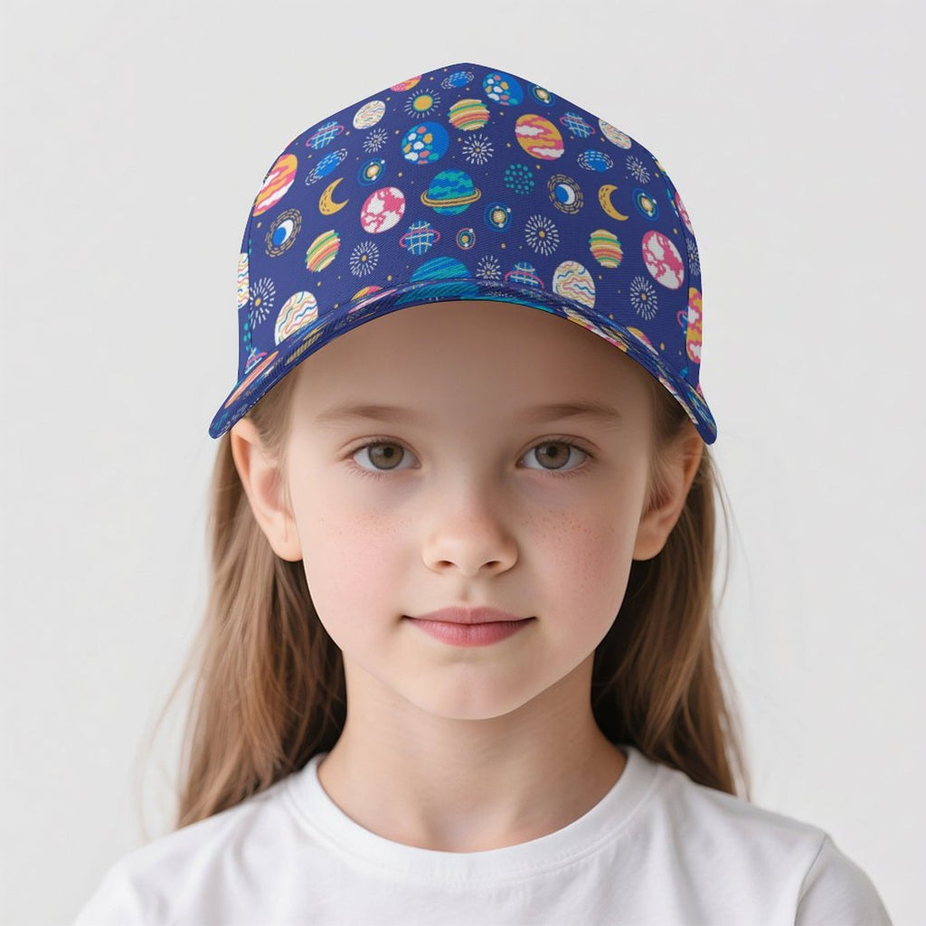 Planets On Blue Kids Baseball Cap Kids Baseball Hat Printed Offshore Space