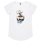 Coffee Skull - Womens Scoop Neck T-Shirt White Womens Scoop Neck T-shirt Coffee Printed In Australia
