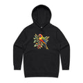 Lorikeet - Womens Hoodie Black Womens Hoodie animal Printed In Australia