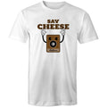 Say Cheese, Vintage Camera Men's AS Colour T-Shirt White Mens T-shirt Printed In Australia Retro