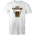 Say Cheese, Vintage Camera - Mens T-Shirt White Mens T-shirt Printed In Australia Retro