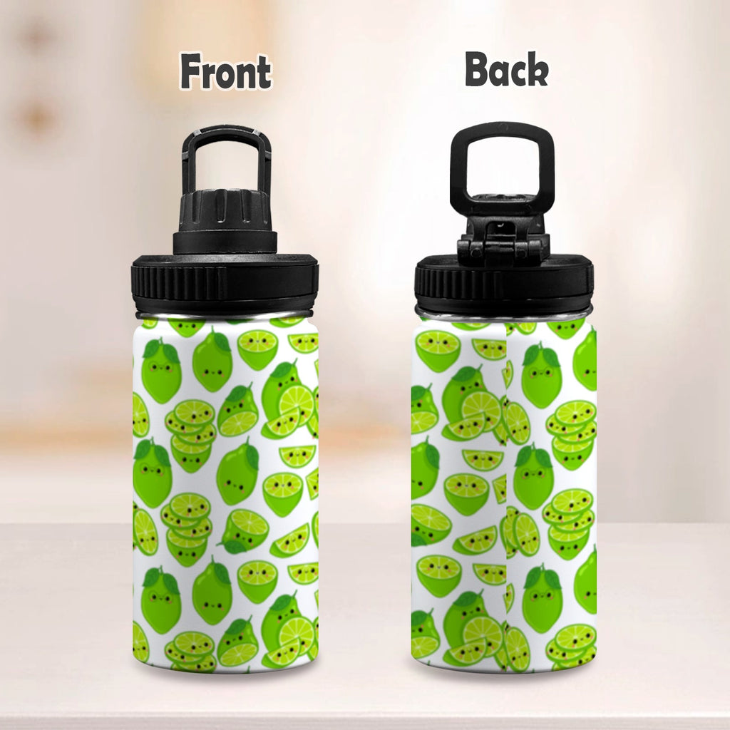 Cute Limes - Kids Water Bottle with Chug Lid (12 oz) Kids Water Bottle with Chug Lid Food Printed Offshore
