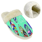 Aloha Surfboards Women's Fur Trim Thick-Sole Indoor Slippers Women's Fur Trimmed Slippers Printed Offshore Surf
