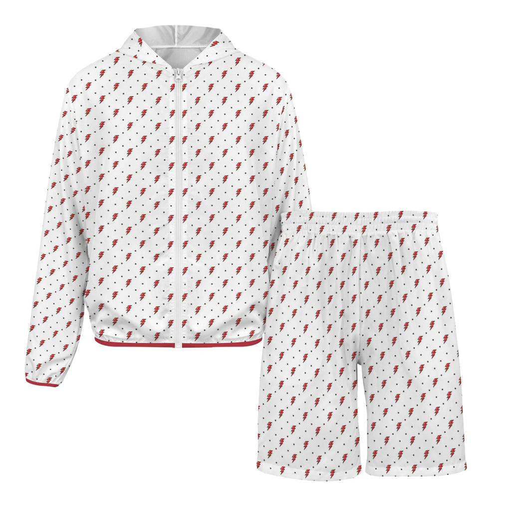 Red Lightning Men's Lightweight Sun Hoodie & Shorts Set Men's Lightweight Sun Hoodie & Shorts comic Printed Offshore