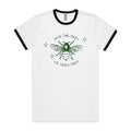 Save The Bees Men's AS Colour Ringer Tee White Black Ringer T-Shirt animal Environment Printed In Australia
