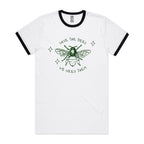 Save The Bees - Staple Ringer Tee White Black Ringer T-Shirt animal Environment Printed In Australia