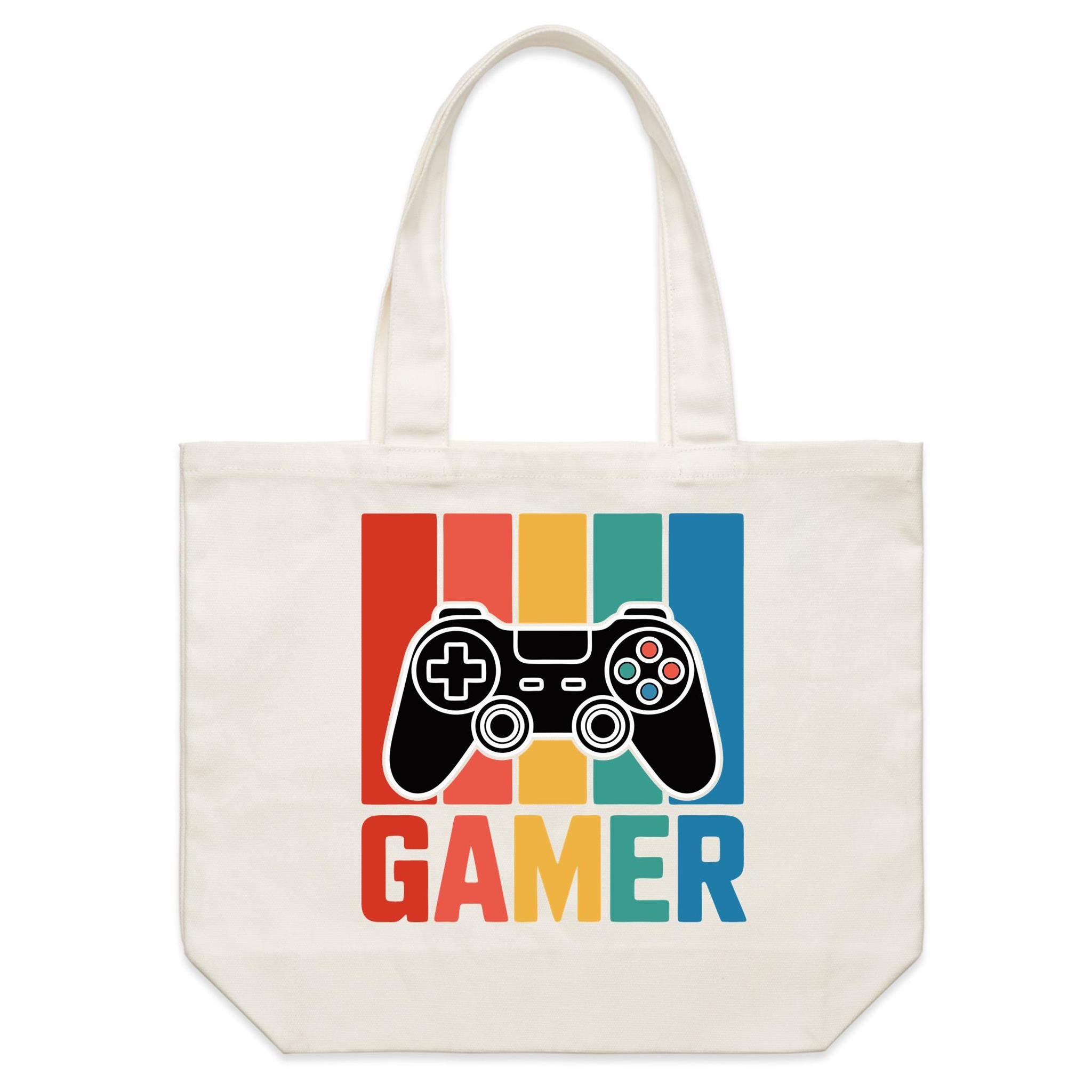 Gamer Shoulder Canvas Tote Bag Default Title Large Tote Bag Games Printed In Australia