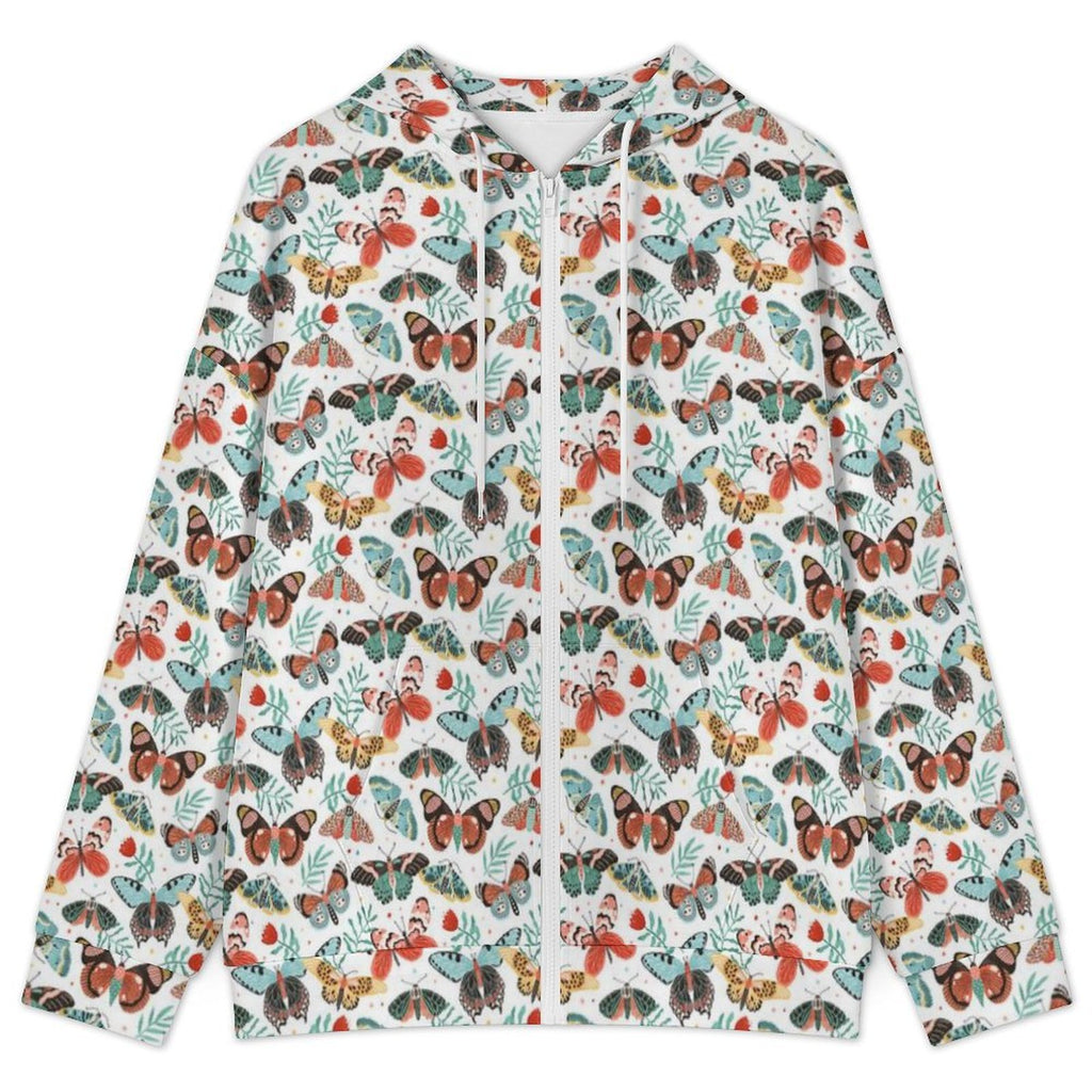 Pretty Moths And Butterflies Women's Full-Zip Hoodie