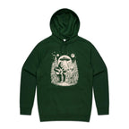 Alien And Bigfoot Playing Guitar - Mens Hoodie Forest Green Mens Hoodie Music Printed In Australia Sci Fi