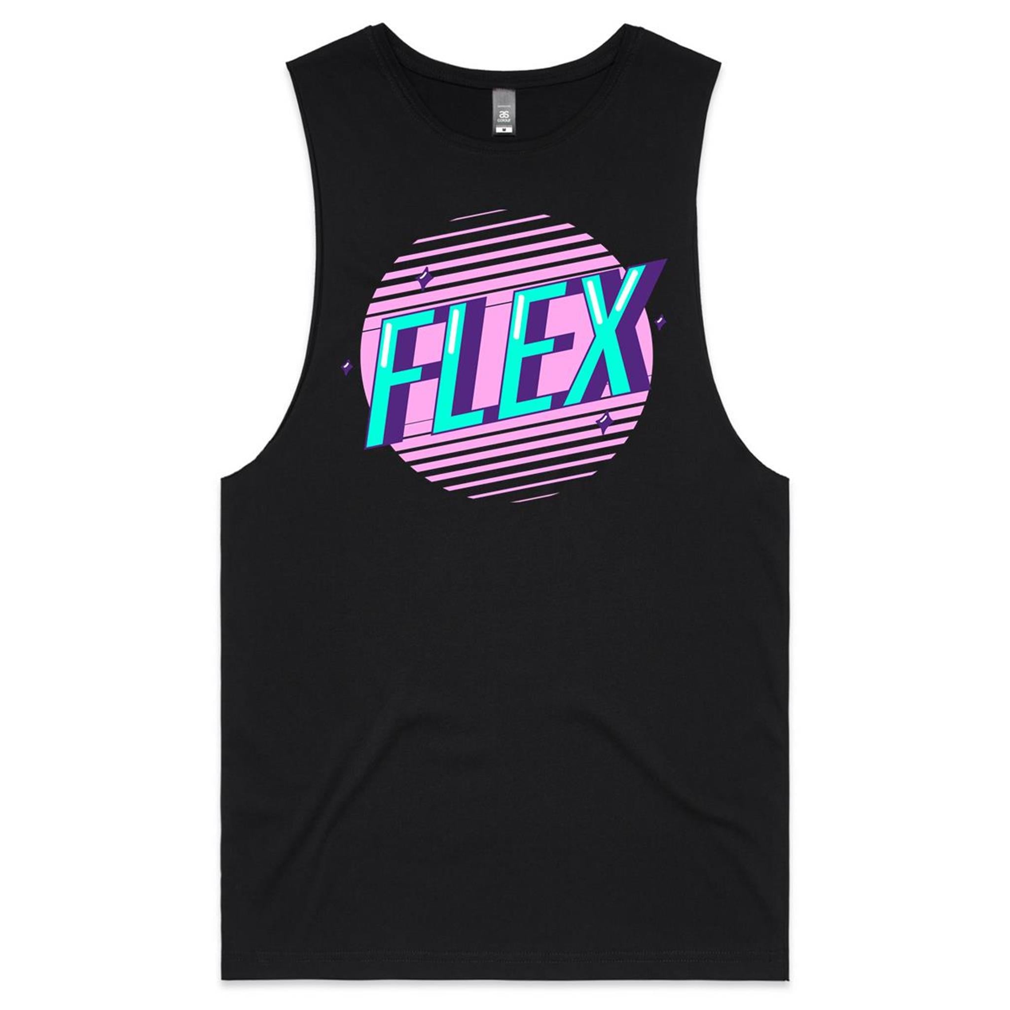 Flex - Tank Top Tee Black Drop Arm Tank Top Fitness Printed In Australia