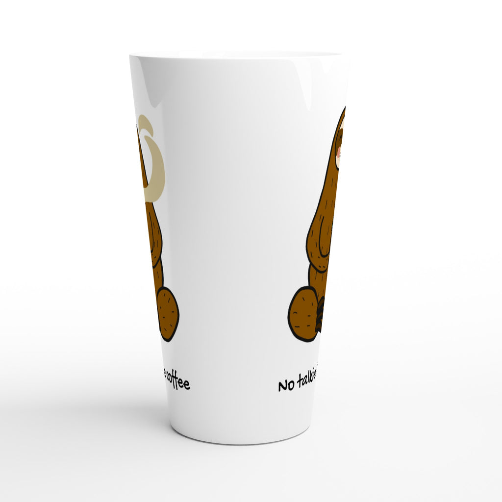 Sloth, No Talkie Before Coffee - White Latte 17oz Ceramic Mug Latte Mug animal Coffee Globally Fulfilled