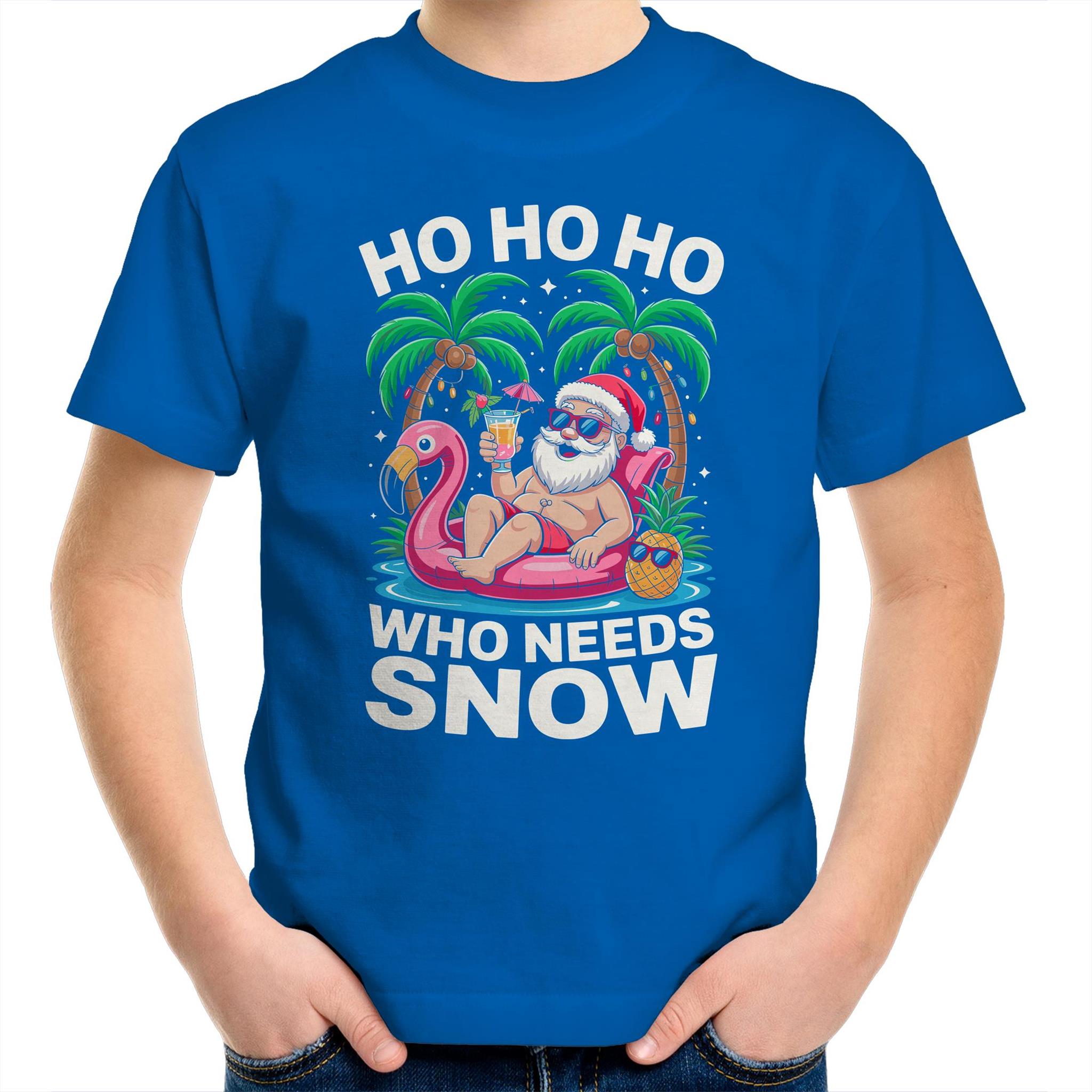 Santa, Who Needs Snow - Kids Youth T-shirt Bright Royal Kids Christmas T-shirt Christmas Printed In Australia