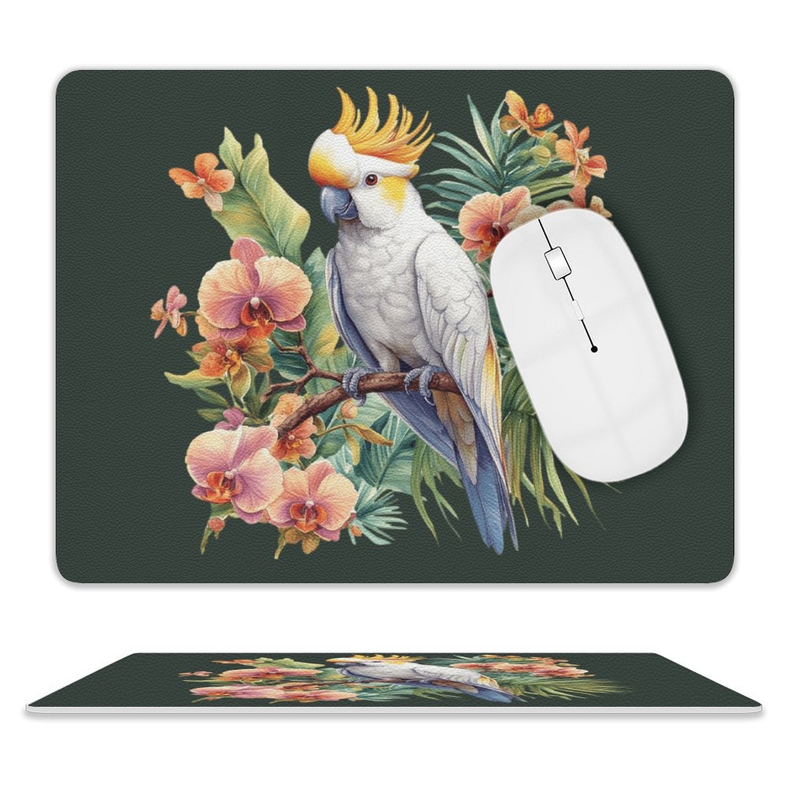 Cockatoo Leather Mouse Pad white One size Leather Mouse Pad animal Printed Offshore